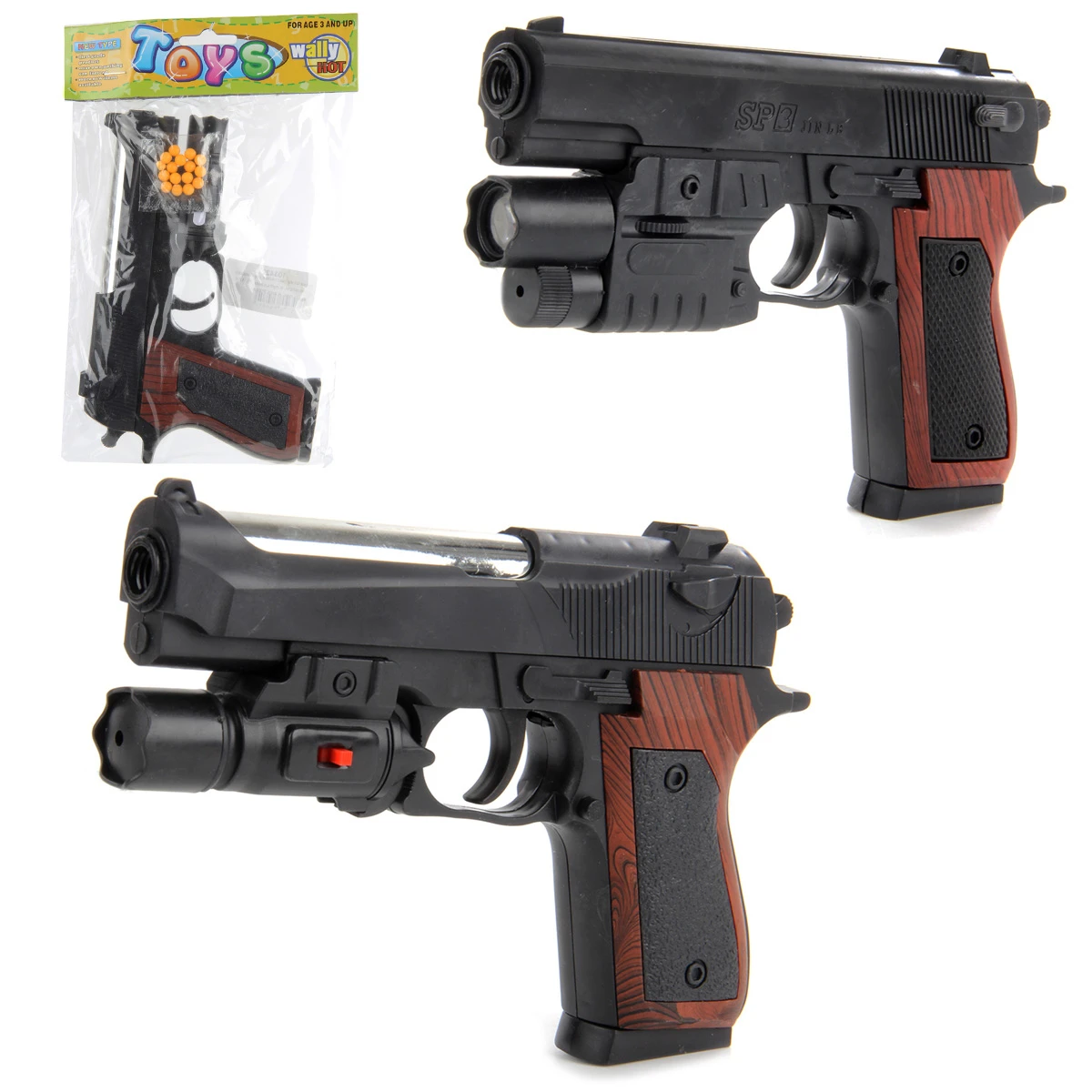 100000195 Пистолет (п) с лазер. прицелом, с пульками P2117 в пак. в коробке