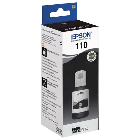 Чернила EPSON (C13T03P14A) для СНПЧ EPSON M1100/1120/2140, черный, ресурс 6000