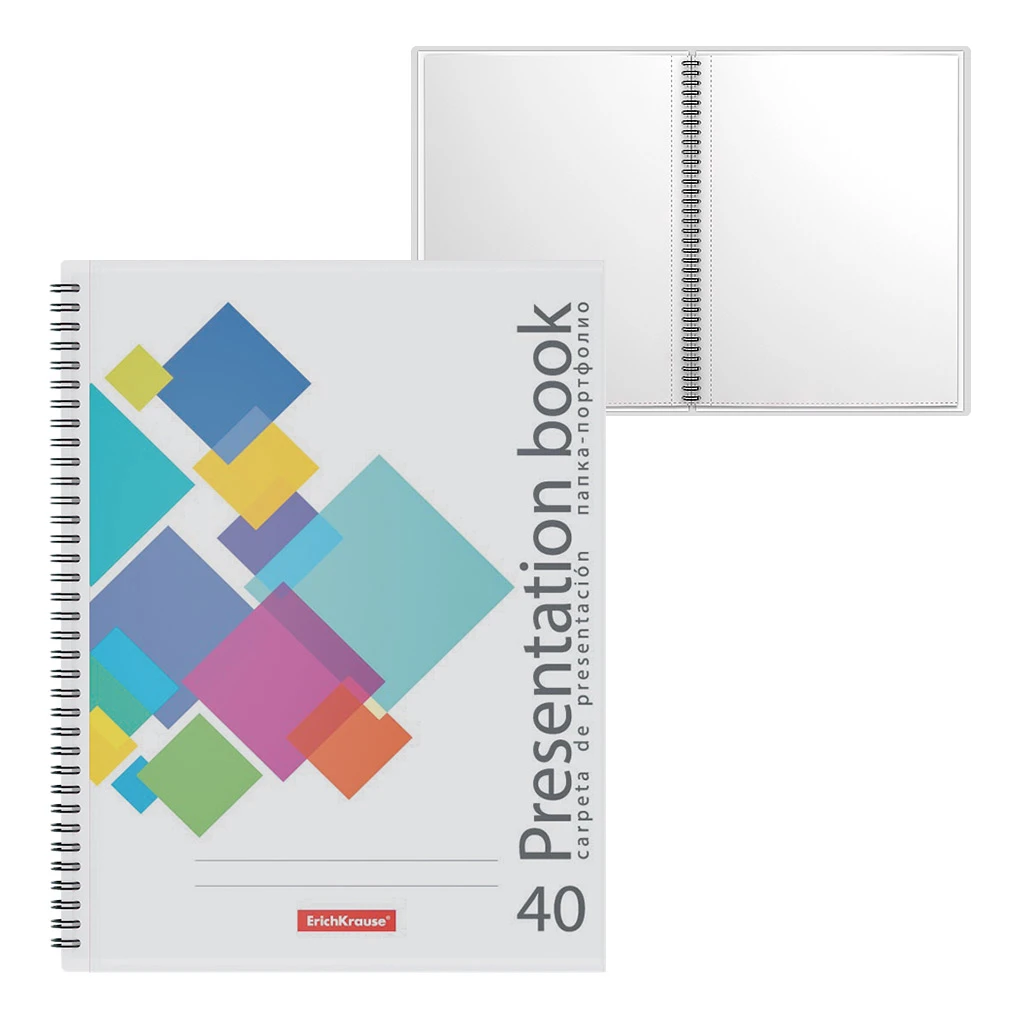 Папка-портфолио пластиковая Erich Krause Flying Rhombs, c 40 карманами, A4 (в