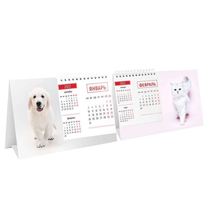 Календарь-домик настольный 200*130мм, OfficeSpace "Mono. Cute pets",