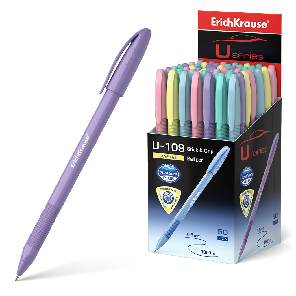 Ручка шариковая Erich Krause® U-109 Stick&Grip Pastel 1.0, Ultra Glide