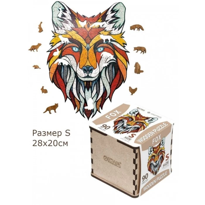 Деревянный пазл EWA, Хитрый Лис, 28 20 см, головоломка