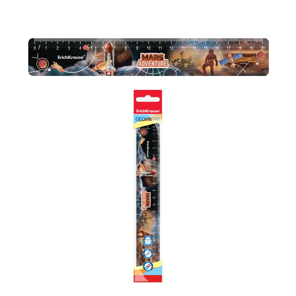 Линейка пластиковая ErichKrause® Mars Adventure, 20см, во флоупаке