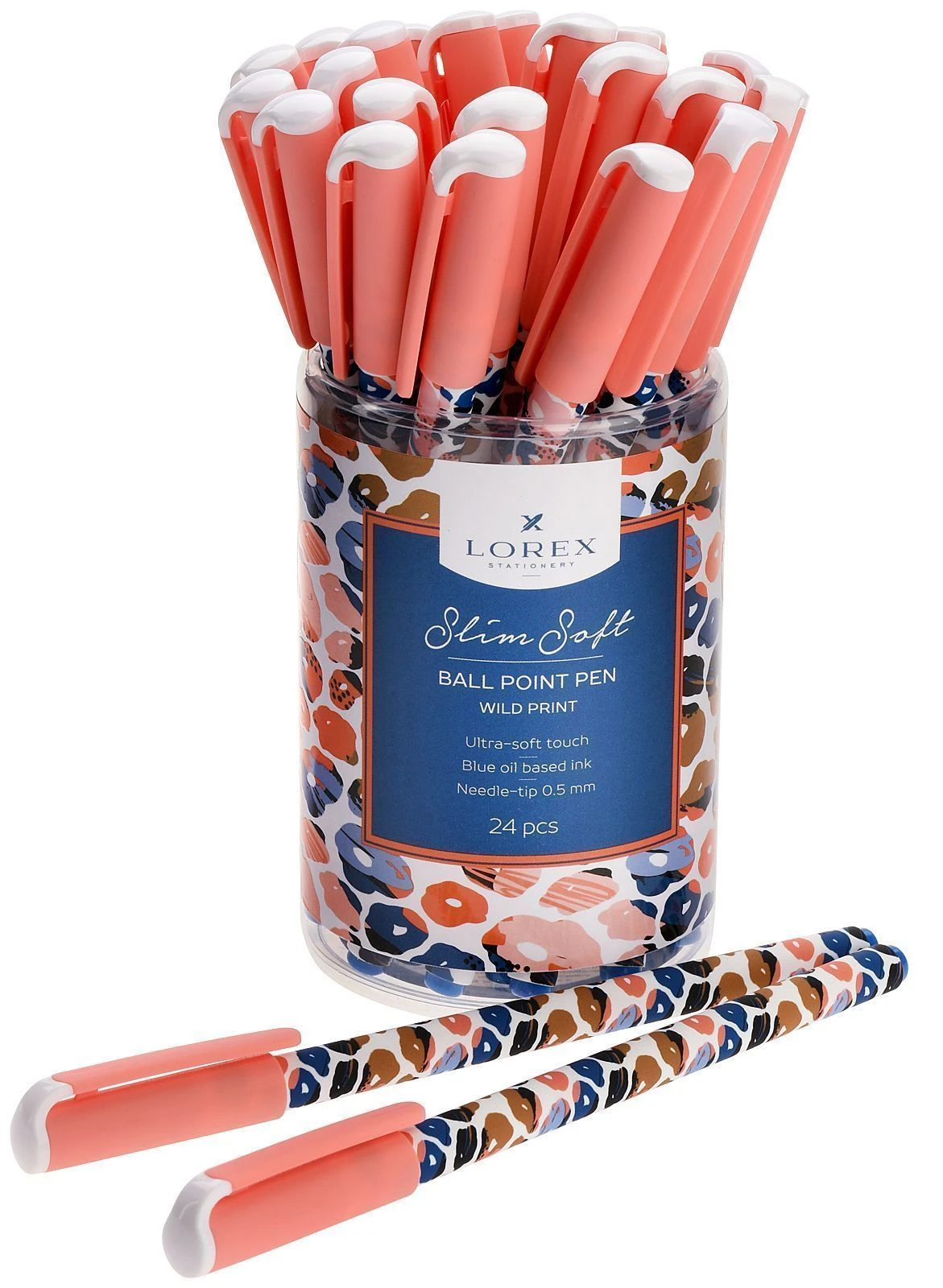 Ручка масляная LOREX WILD PRINT SLIM SOFT синий 0,5 мм ассорти прорез. корп.
