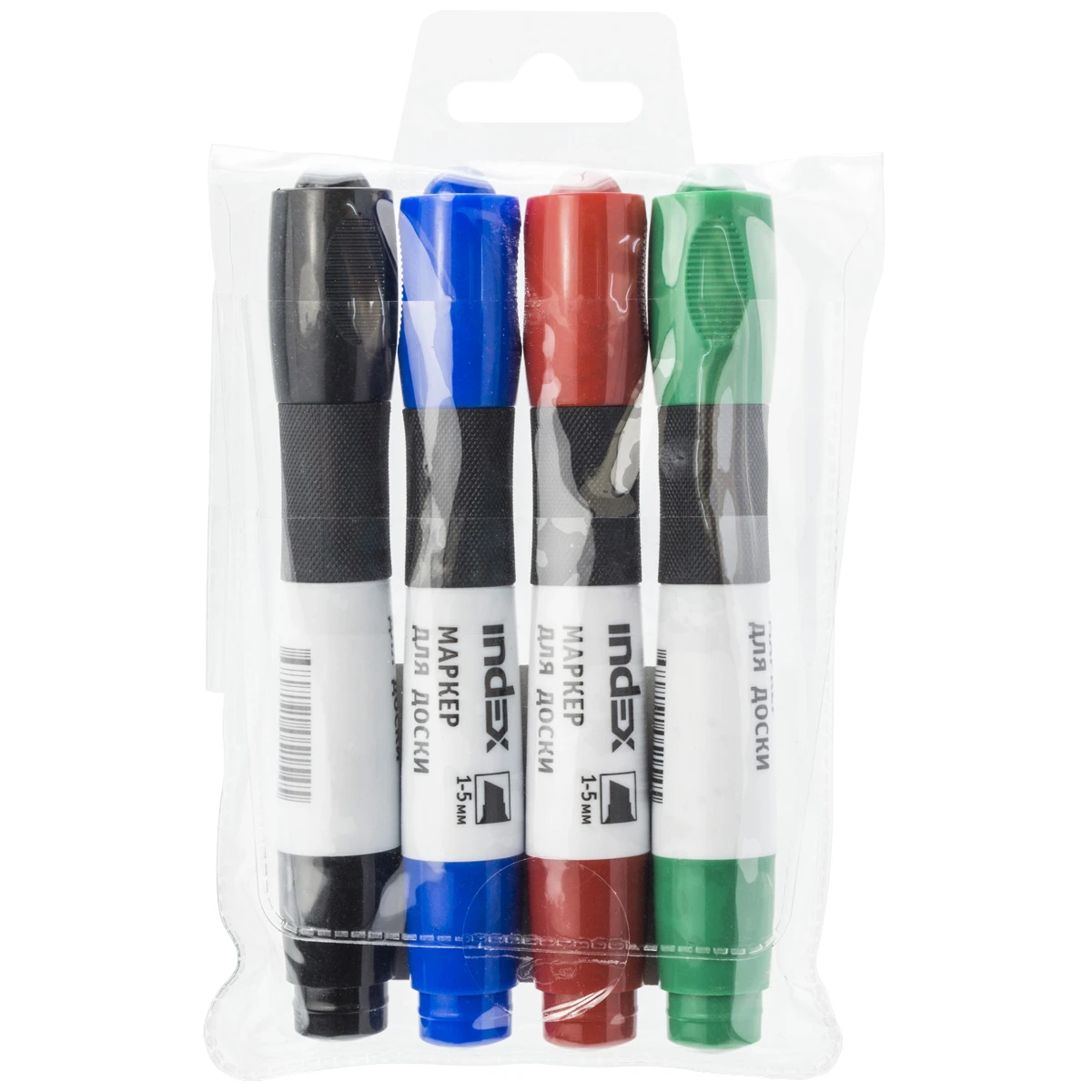 Набор маркеров для белой доски, 1-5 мм, (зеленый, красный, синий, черный),