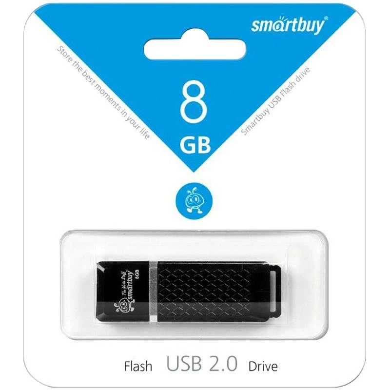 Память Smart Buy USB Flash  8GB Quartz черный: SB8GBQZ-K штр.:  4690626026520