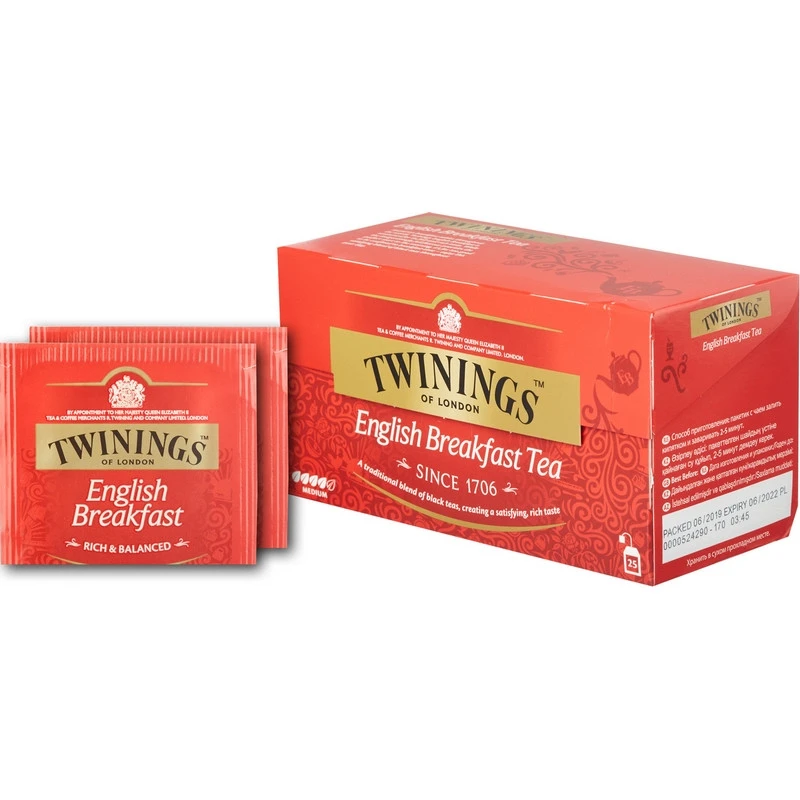 Чай Twinings English Breakfast Tea черный 2гx25пак