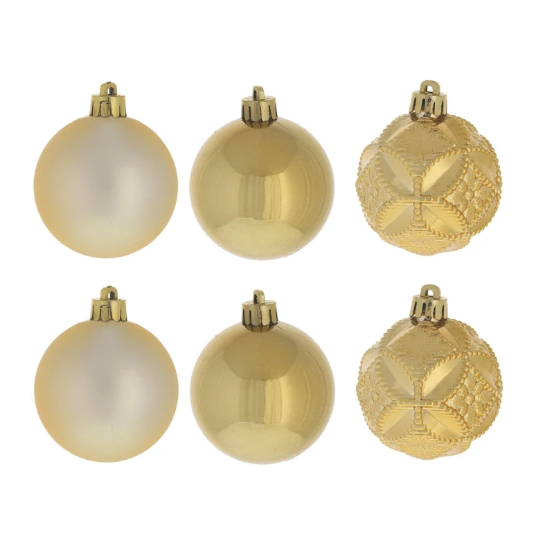 Набор украшений Шар Вензель золотой, набор из 6 штук, D6 см 722916 Набор украшений Шар Вензель золотой, набор из 6 штук, D6 см 722916