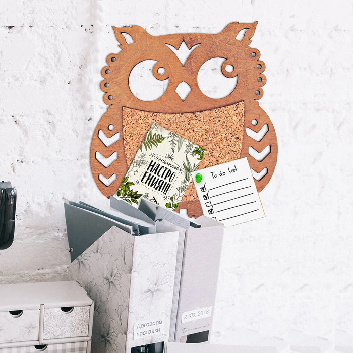 Пробковая доска «Сова, 19,5 х 20 см.