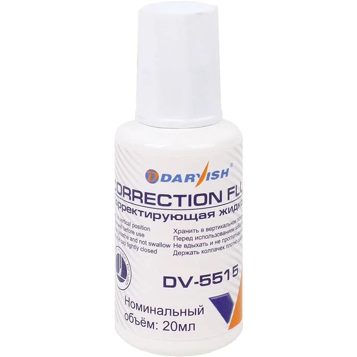 Корректир. жидкость "Darvish" 20мл на водной основе с кисточкой в