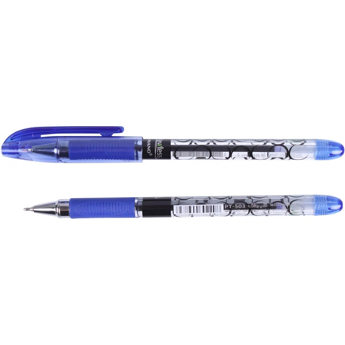 Ручка шариковая синяя на масляной основе "Piano" корпус прозрачный с