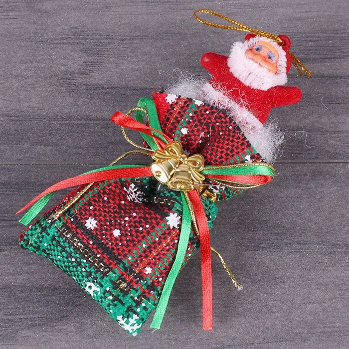 Подвеска новогодняя "Санта" на мешке h-10см