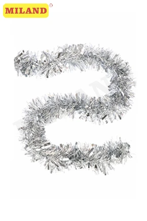 Мишура матовая серебряная Снежное диско, длина 2 м,d 9,2 см НУ-1534