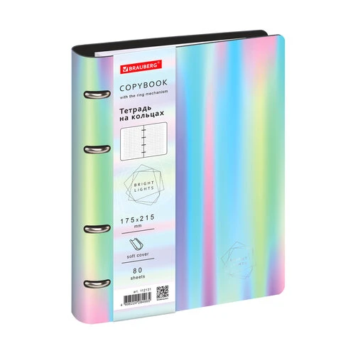 Тетрадь на кольцах А5 (180х220 мм), 80 л., под кожу, BRAUBERG VISTA,