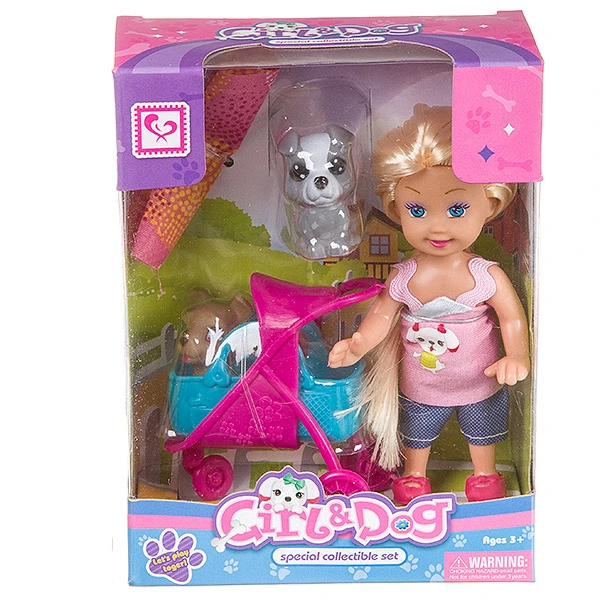 Набор игровой Cute Girl с куколкой, прогулка с дом. питомцами, ВОХ, арт.