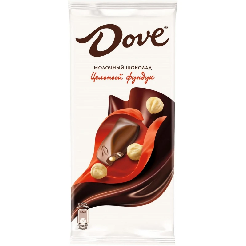 Шоколад Dove молочный шоколад цельный фундук, 90 г.