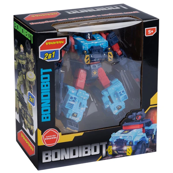 Трансформер робот-джип, 2в1 BONDIBOT Bondibon, ВОХ 22х23,3х9 см, цвет синий