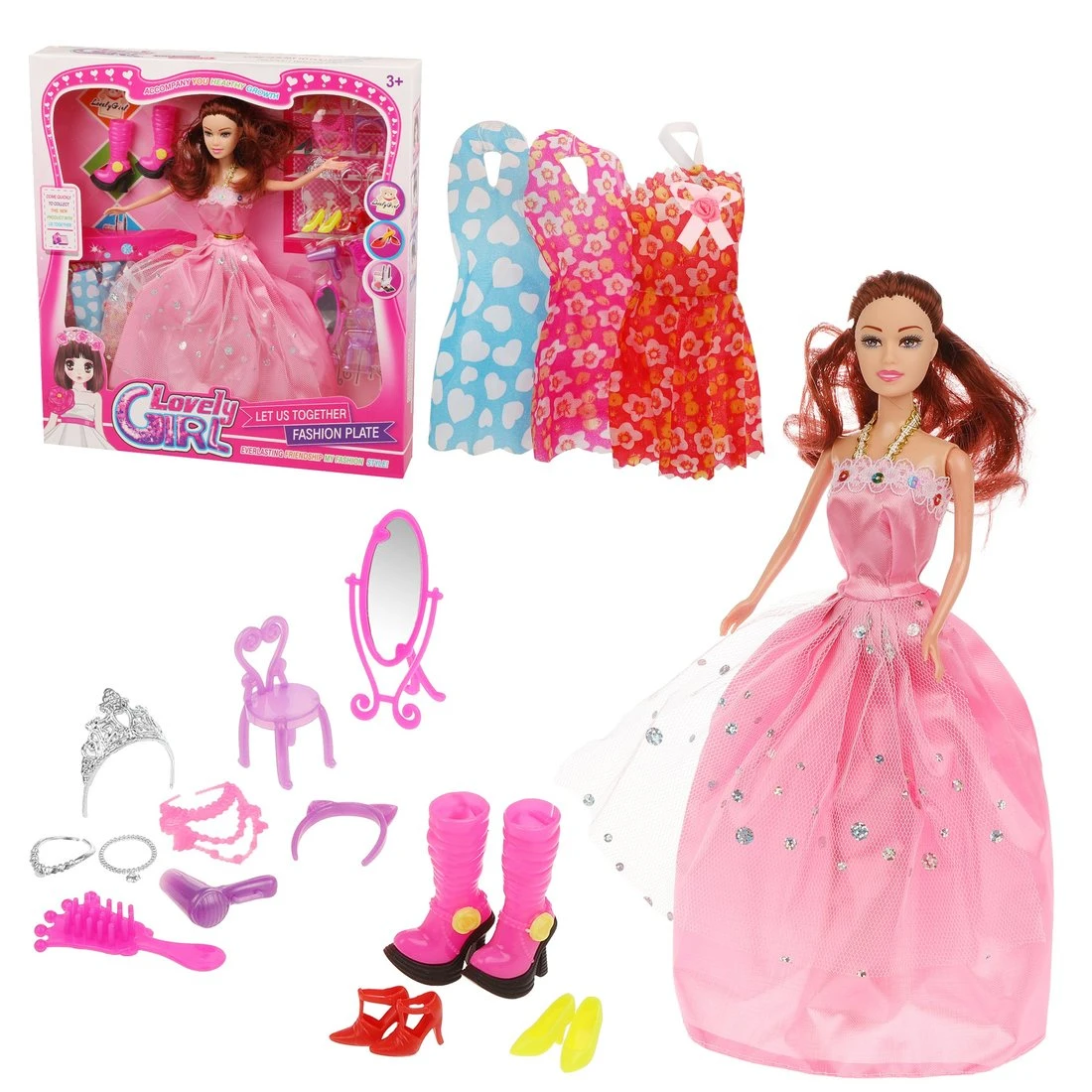 Игровой набор "Модница", в комплекте кукла 29 см, предметов 15