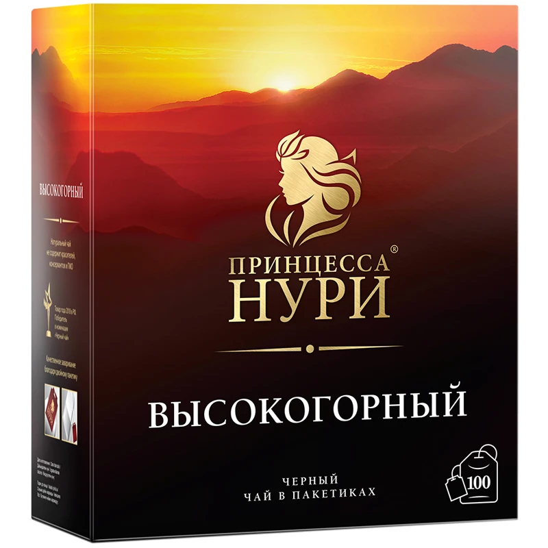 Чай Принцесса Нури "Высокогорный", черный, 100 пакетиков по 2г