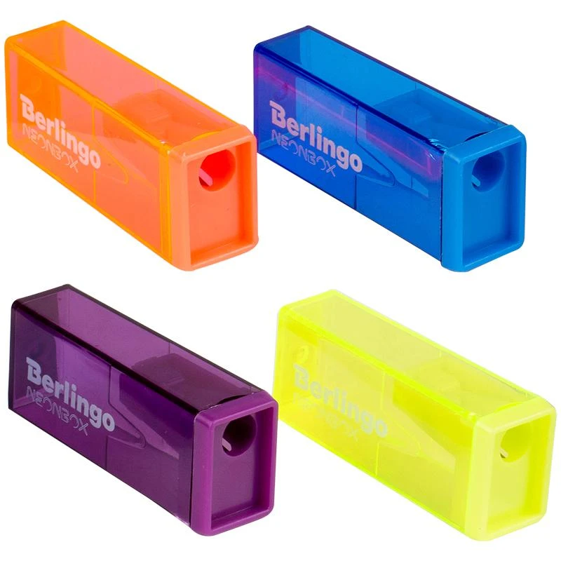 Точилка пластиковая Berlingo "NeonBox", 1 отверстие, контейнер,