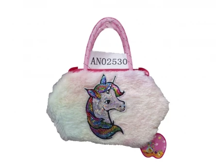 Сумочка детская плюшевая (19х12 см) с пайетками "БЛЕСТЯЩИЙ ЕДИНОРОГ"