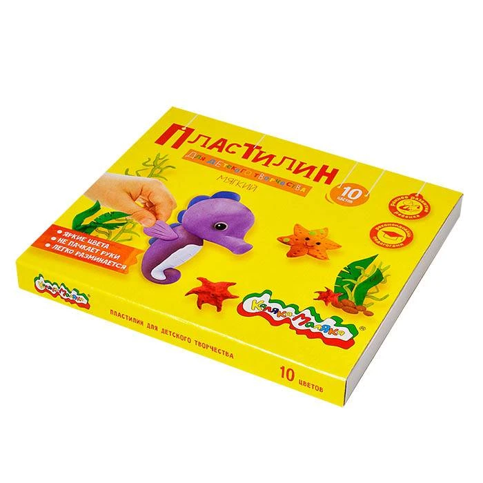 Пластилин Каляка-Маляка для детского творчества 10 цв. 150 г со стеком 3+: Пластилин Каляка-Маляка для детского творчества 10 цв. 150 г со стеком 3+: