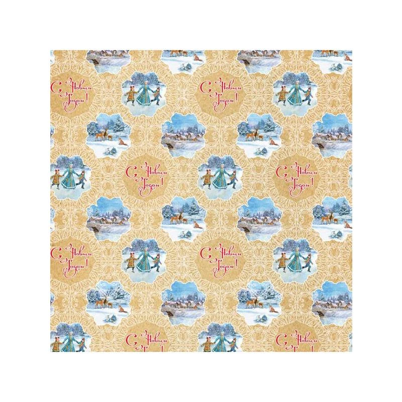 Бумага Крафт Новогодний каток НГ плотность 80 г/м2, 100x70см. арт.75210