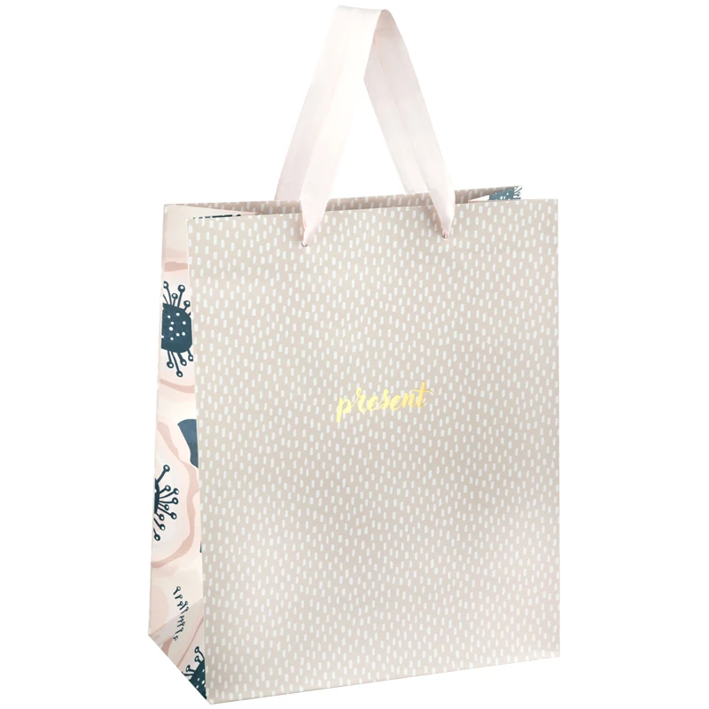 Пакет подарочный 26*32*12см MESHU "Trendy beige", отд. фольгой,