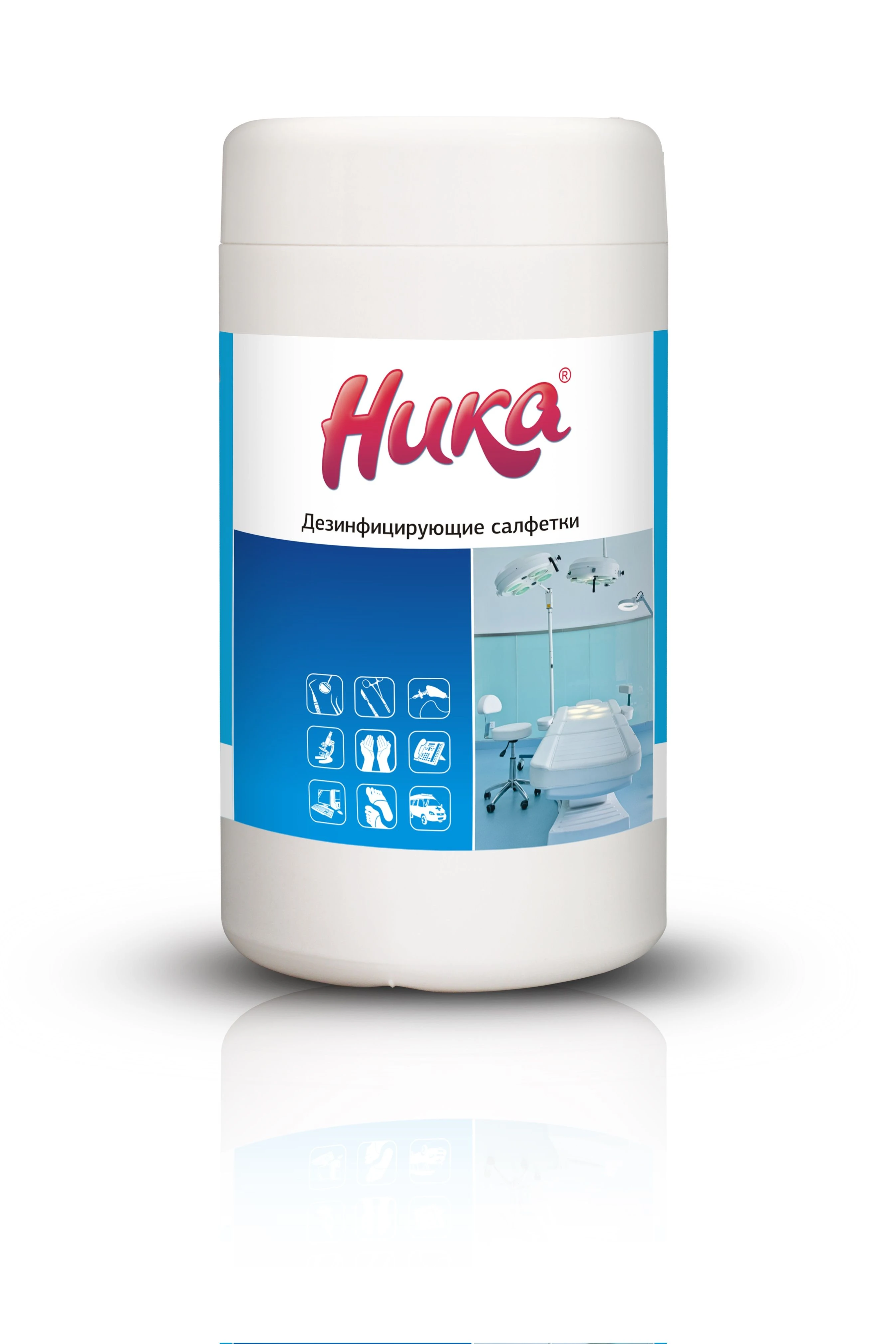 Салфетки влажные дезинфицирующие НИКА 60 шт для обработки рук и поверхностей
