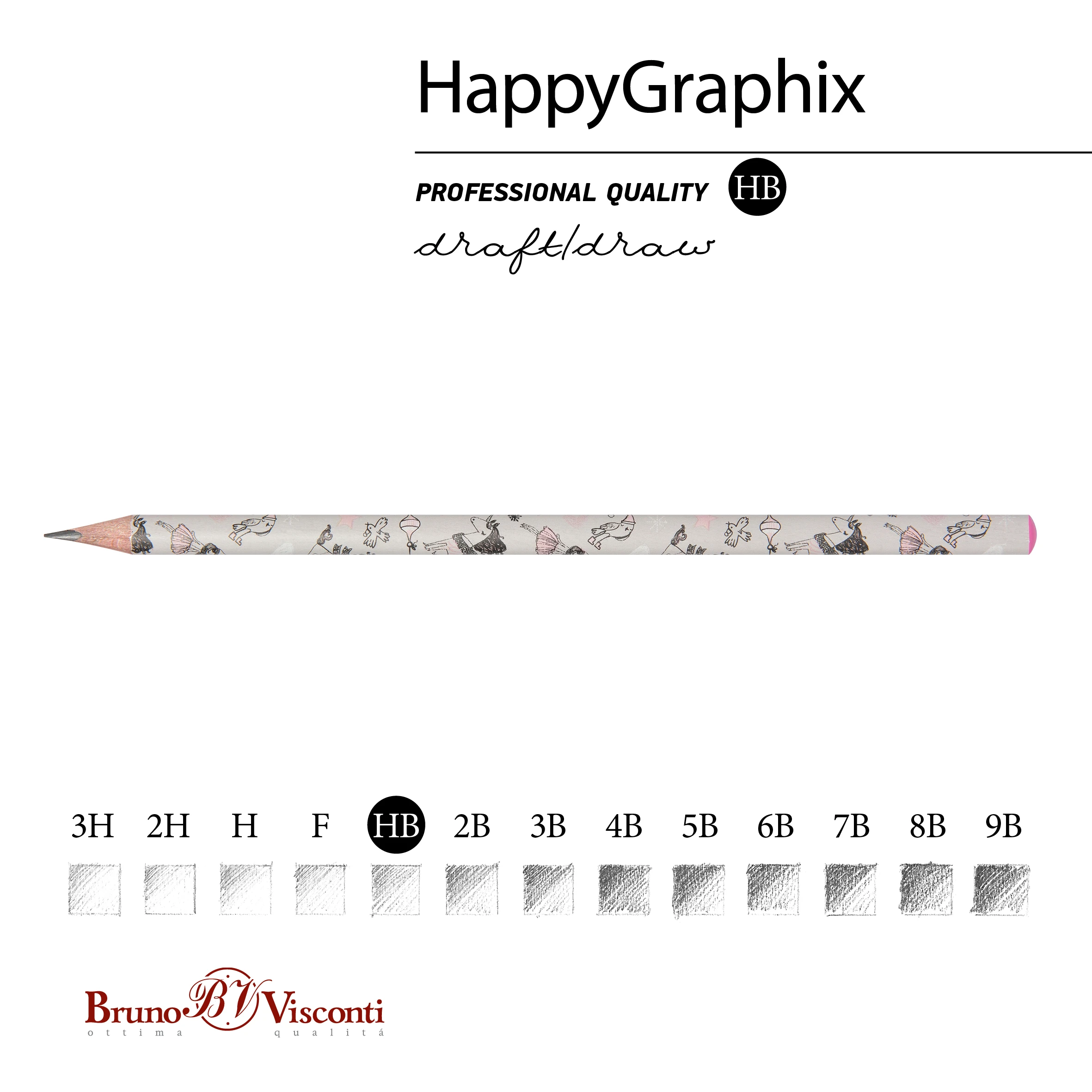 КАРАНДАШ ЧЕРНОГРАФИТОВЫЙ "HappyGraphix. Девочка и единорог. Сердечки"