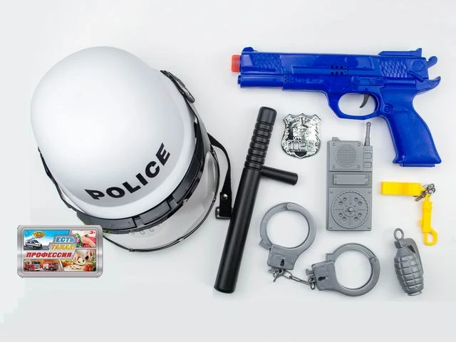 Набор полицейский 2 (8 предм., пистолет-трещотка) в сетке (Арт. M0771)