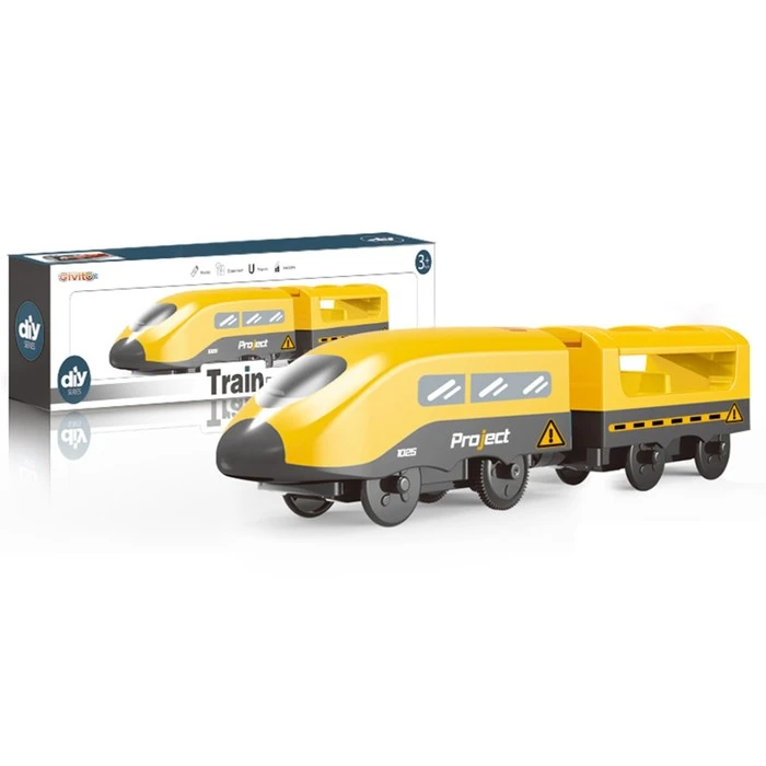 Поезд игрушка «Мой город», 2 предмета, на батарейках, жёлтый