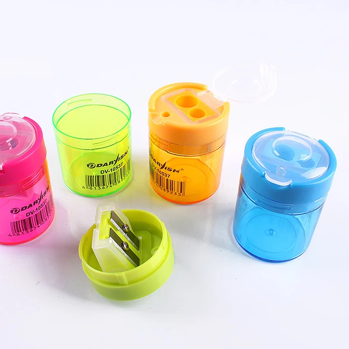 Точилка пластиковая "Darvish" 2 отдел. с контейнером (круглая)