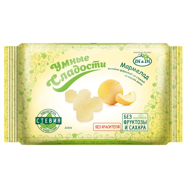 Мармелад Умные сладости Di&Di желейно-формовой со вкусом дыни, стевия, 200г.