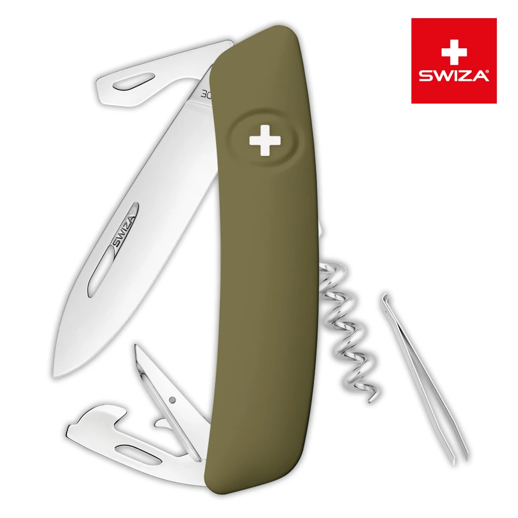 Швейцарский нож SWIZA D03 Standard, 95 мм, 11 функций, темно-зеленый
