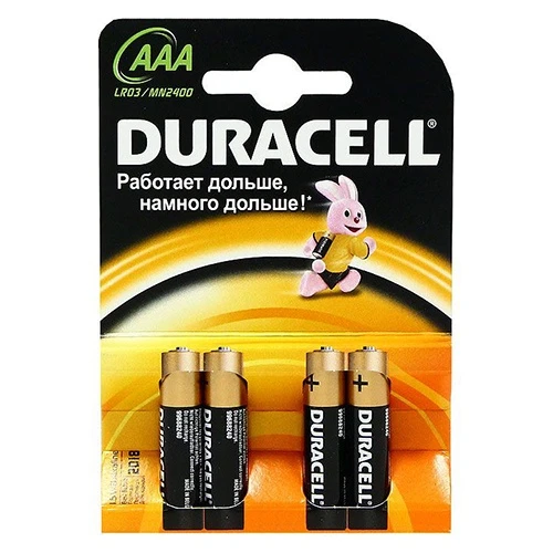 Батарейки Duracell Тип AAA, 4 шт