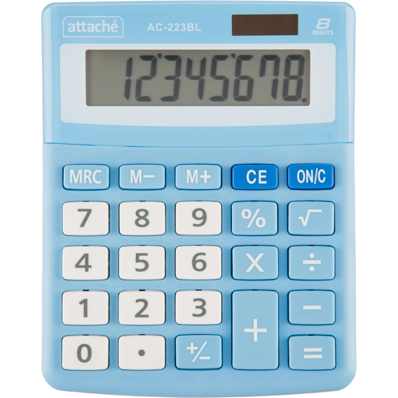 Калькулятор настольный КОМПАКТНЫЙ Attache, AС-223BL,8р,дв. пит, голуб,134x107x34