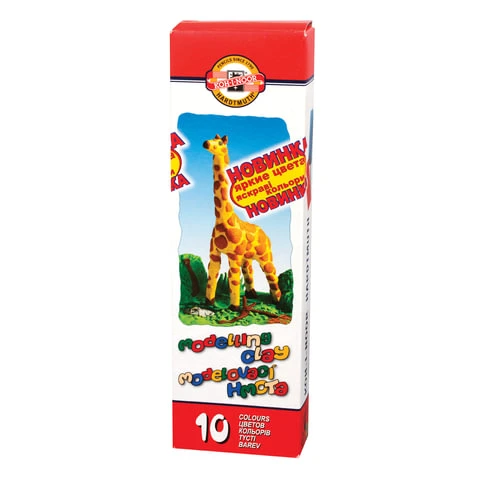 Пластилин классический KOH-I-NOOR "Жираф", 10 цветов, 200 г, картонная