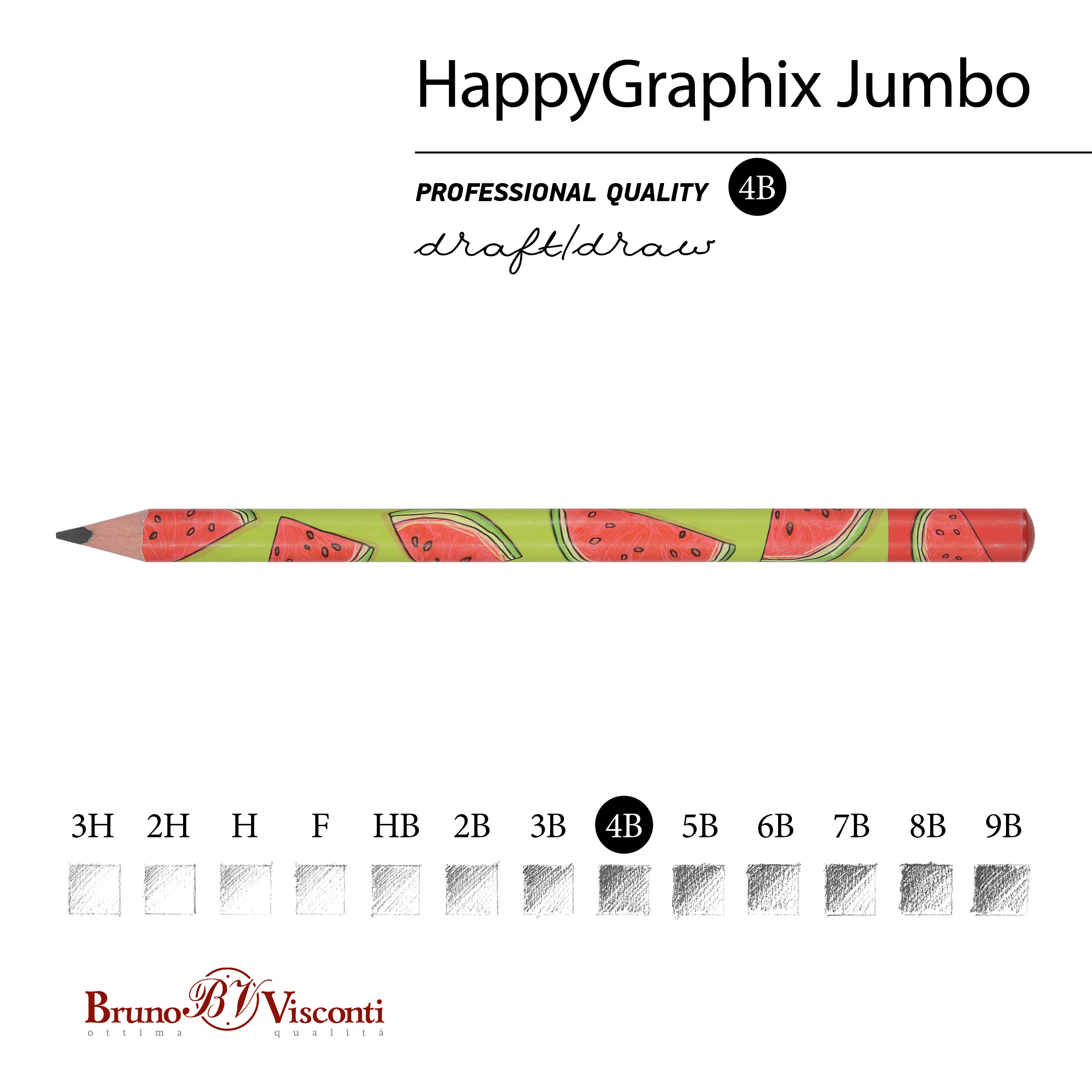 КАРАНДАШ ЧЕРНОГРАФИТОВЫЙ "HappyGraphix Jumbo. Fresh & fruity. Арбуз"