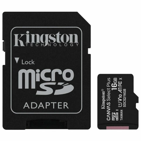 Карта памяти microSDHC 16 GB KINGSTON Canvas Select Plus, UHS-I U1, 100 Мб/с