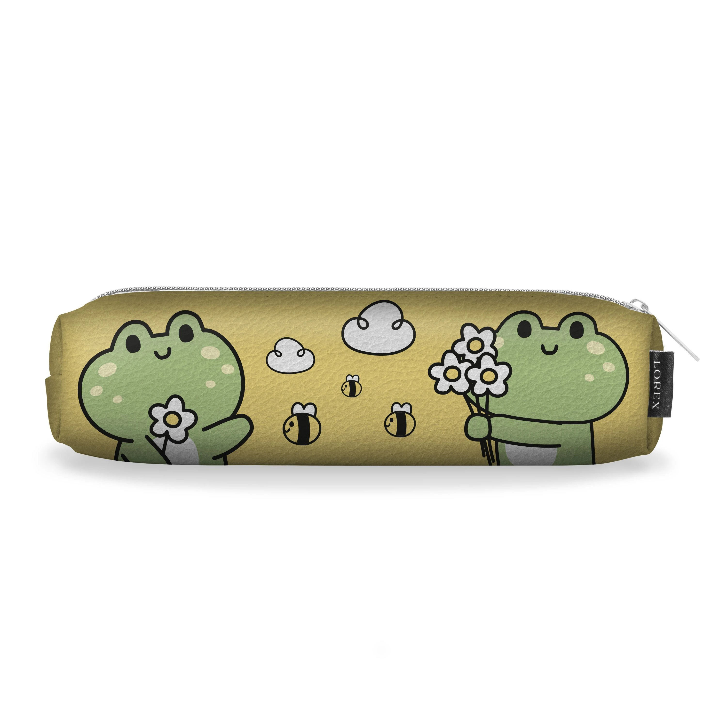 Пенал-тубус 1 отд. LOREX KIDS HAPPY FROG 200x40x60 мм желт. кож/зам