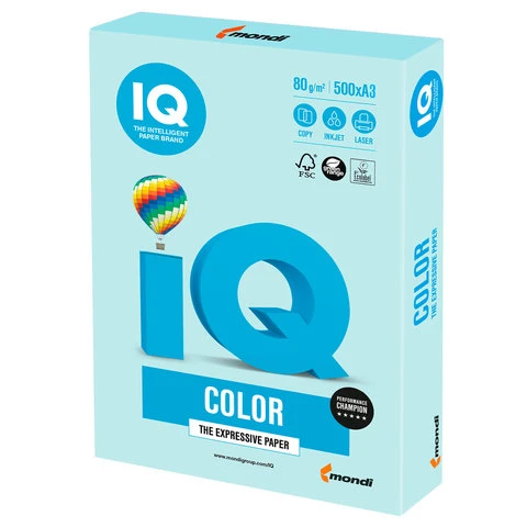 Бумага цветная IQ color БОЛЬШОЙ ФОРМАТ (297х420 мм), А3, 80 г/м2, 500 л.,