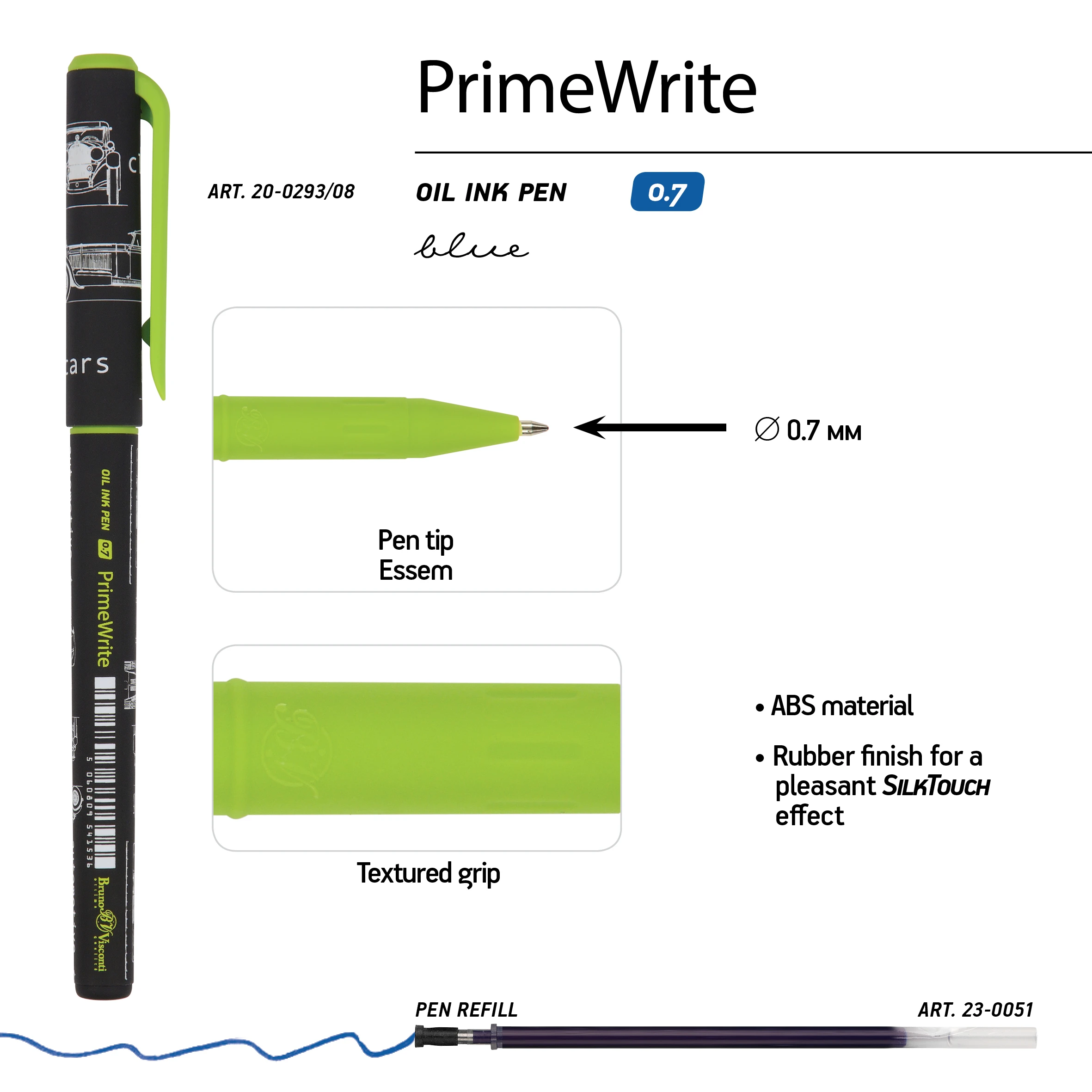 РУЧКА "PrimeWrite. Чертежи. Автомобиль" С ЧЕРНИЛАМИ НА МАСЛЯНОЙ