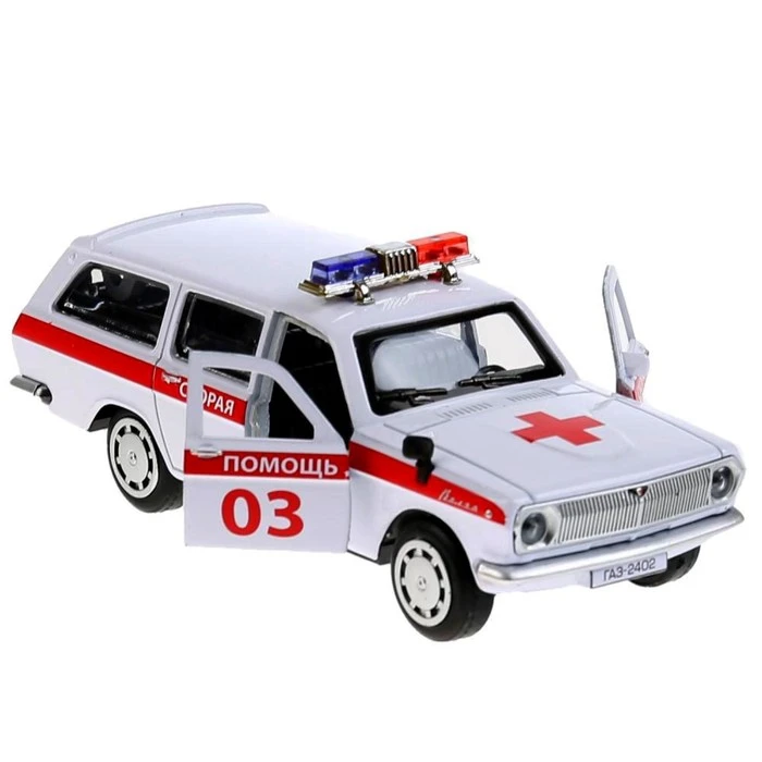 Машина металлическая ГАЗ-2402 «Волга скорая», 12 см, открываются двери и