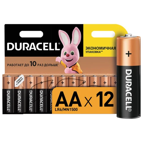 Батарейки DURACELL Basic, AA (LR06, 15А), алкалиновые, КОМПЛЕКТ 12 шт., в