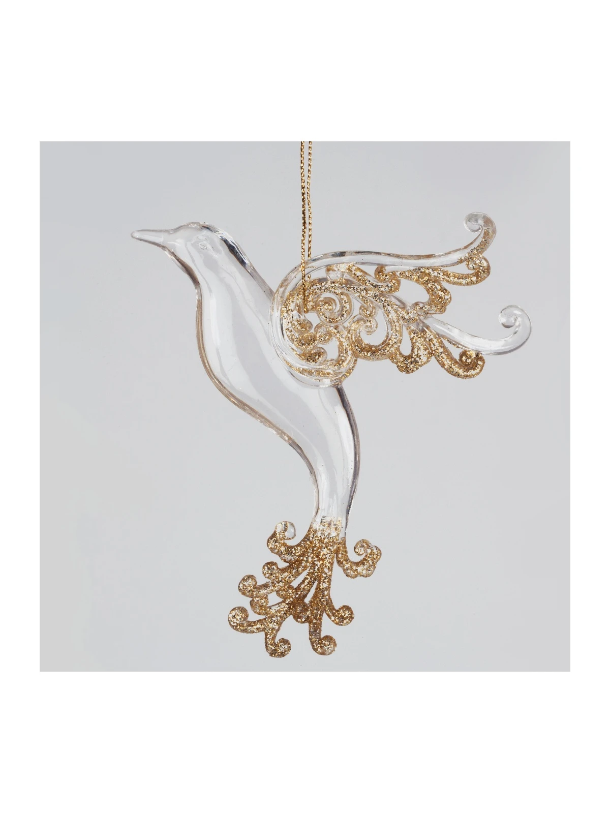 Подвеска 10х12см, КОЛИБРИ акрил, золотая