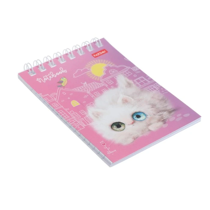 Блокнот А7, 40 листов на гребне "Кошарики", обложка мелованный картон,