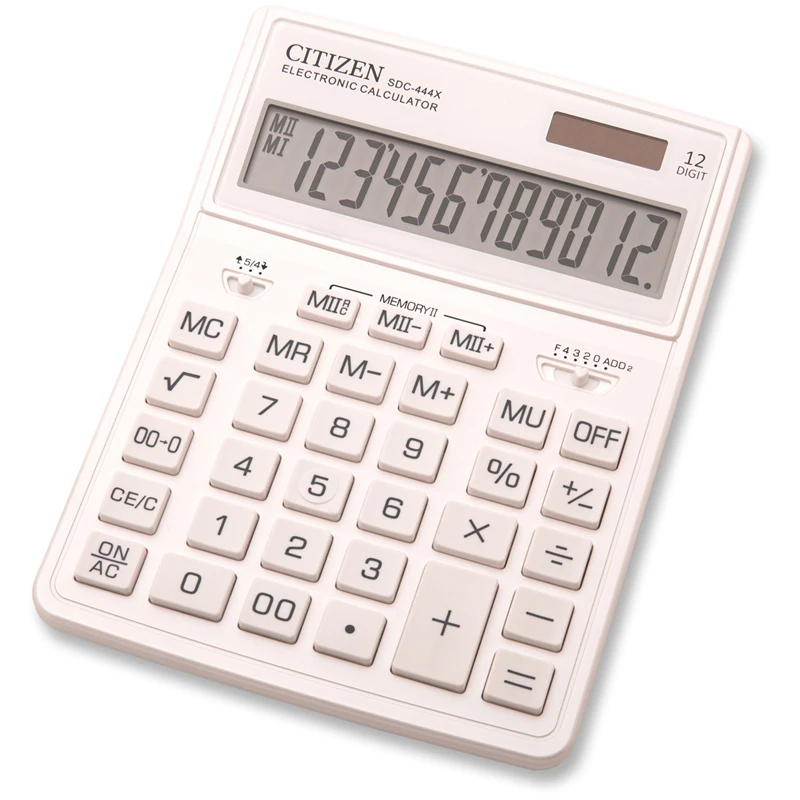 Калькулятор настольный Citizen SDC-444XRWHE, 12 разрядов, двойное питание,
