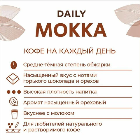 Кофе молотый Poetti "Mokka", натуральный, 250 г, вакуумная упаковка,