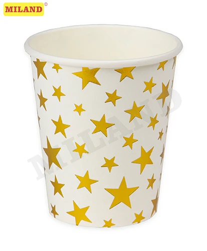 Бумажные стаканы с золотым тиснением Звёзды, 250 мл, 6 шт, еврослот СП-5198
